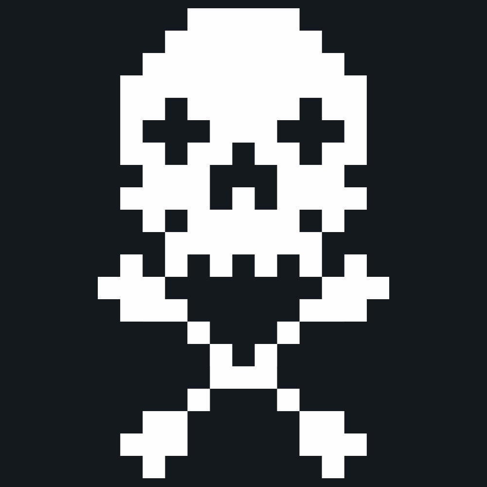T-Shirt Uomo Bianca Teschio Pixel - Pixel Skull - Amazink - Cotone Fiammato 150 Gr/mq