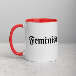 Feminist White Ceramic Mug with Color Inside