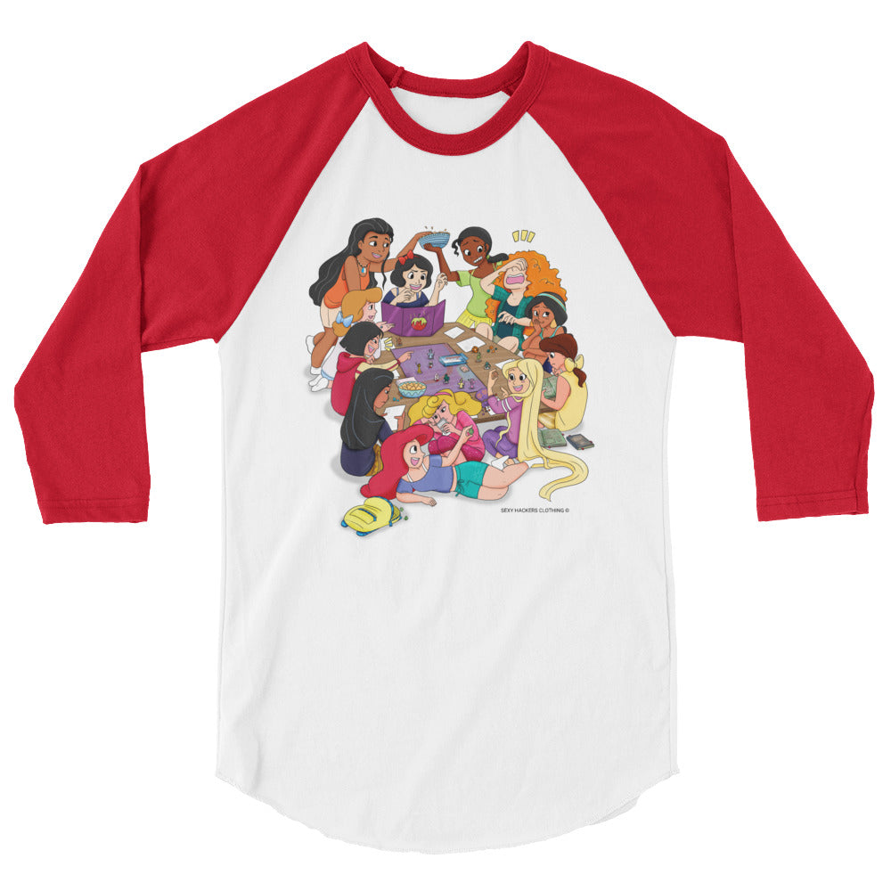 Disney Princesses and DND Unisex 3/4 Sleeve Raglan Shirt Disney Princesses and DND Unisex 3/4 Sleeve Raglan Shirt