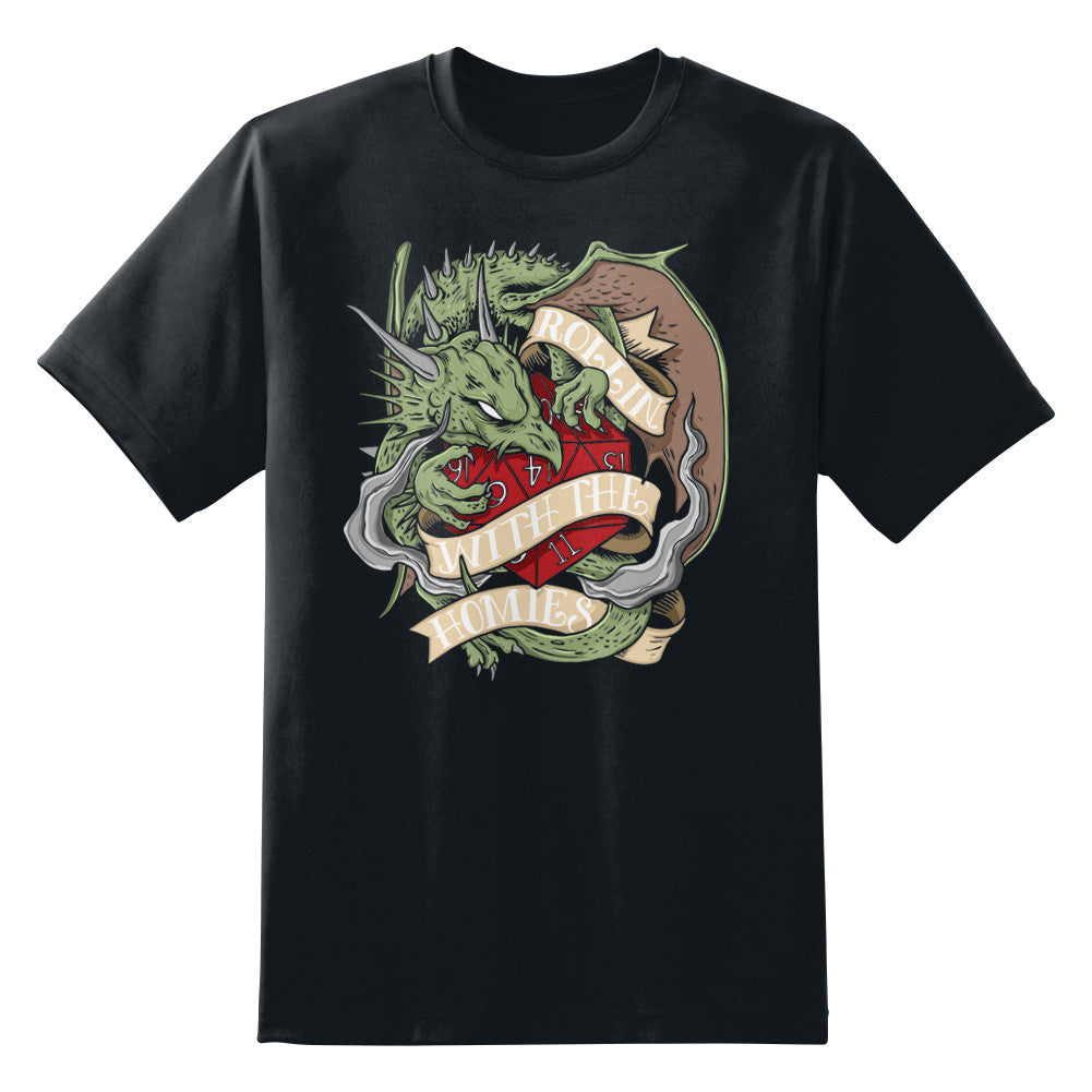 RPG Dragon Dice Rollin' With The Homies Unisex T-Shirt by Sexy Hackers