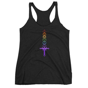 Rainbow Dice Sword Women's Racer-Back Tank-Top