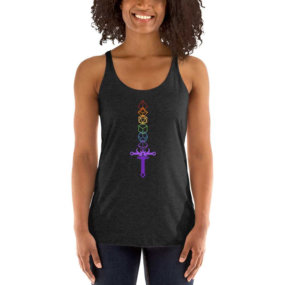 Rainbow Dice Sword Women's Racer-Back Tank-Top