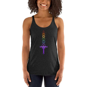 Rainbow Dice Sword Women's Racer-Back Tank-Top