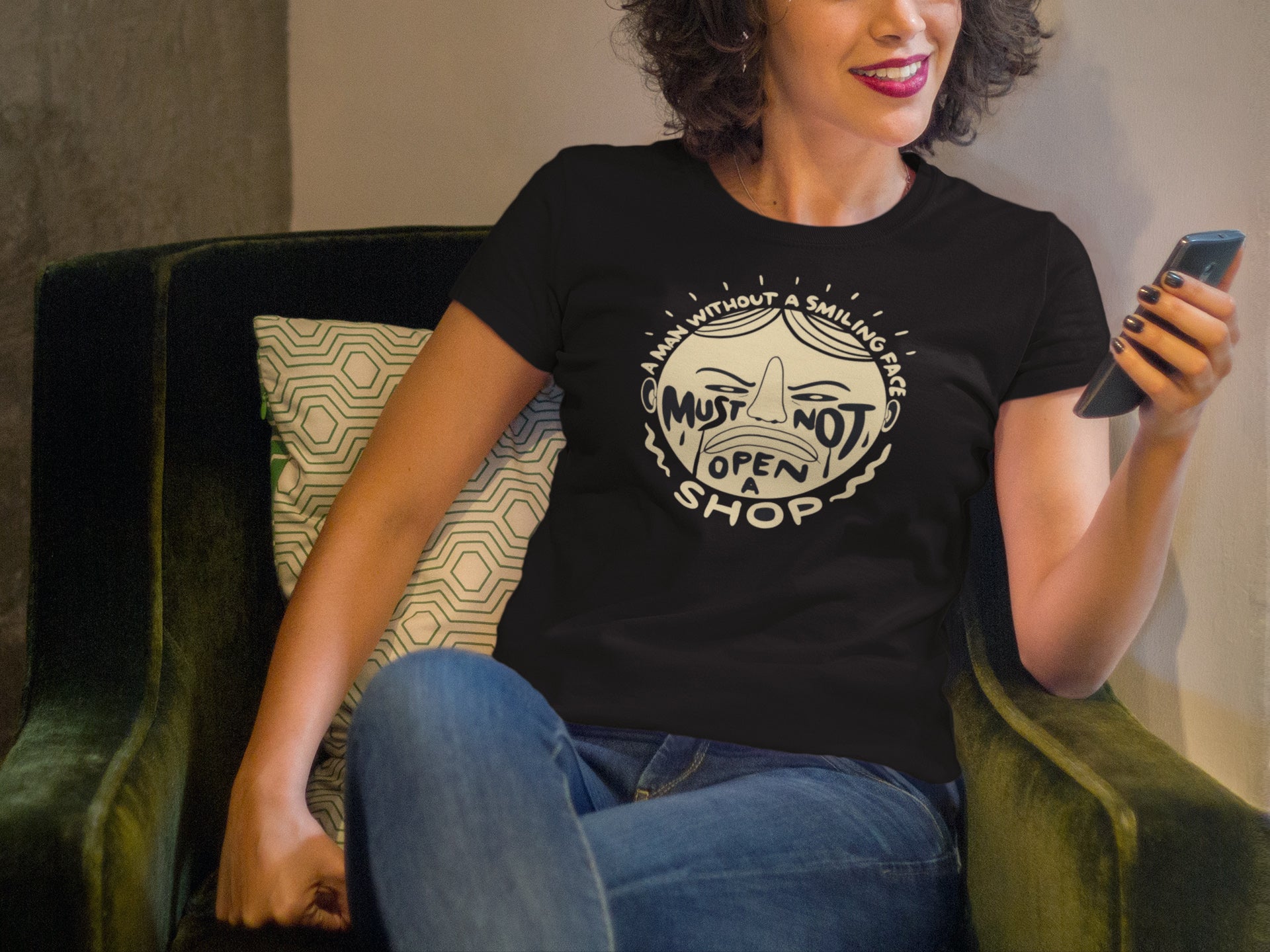 Man Without Smiling Face Chinese Proverb Unisex T-Shirt