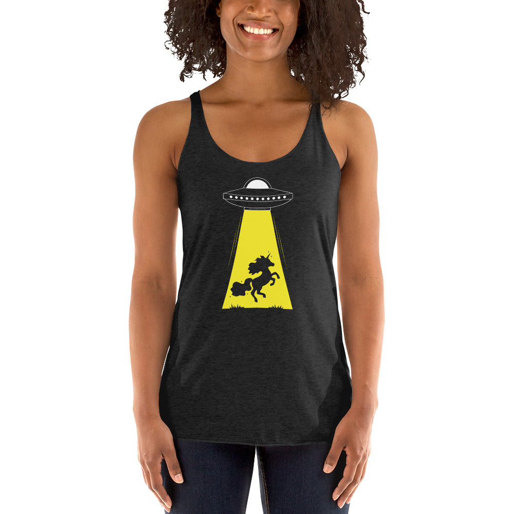 Unicorn Alien Abduction Women's Racer-back Tank-top