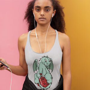 Cute Baby Dragon 20 Sided Die Women's Racerback Tank-Top