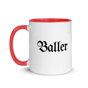 Baller White Ceramic Mug with Color Inside