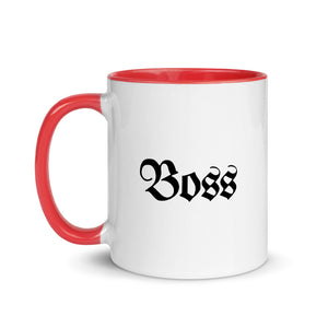 Boss Coffee White Ceramic Mug with Color Inside