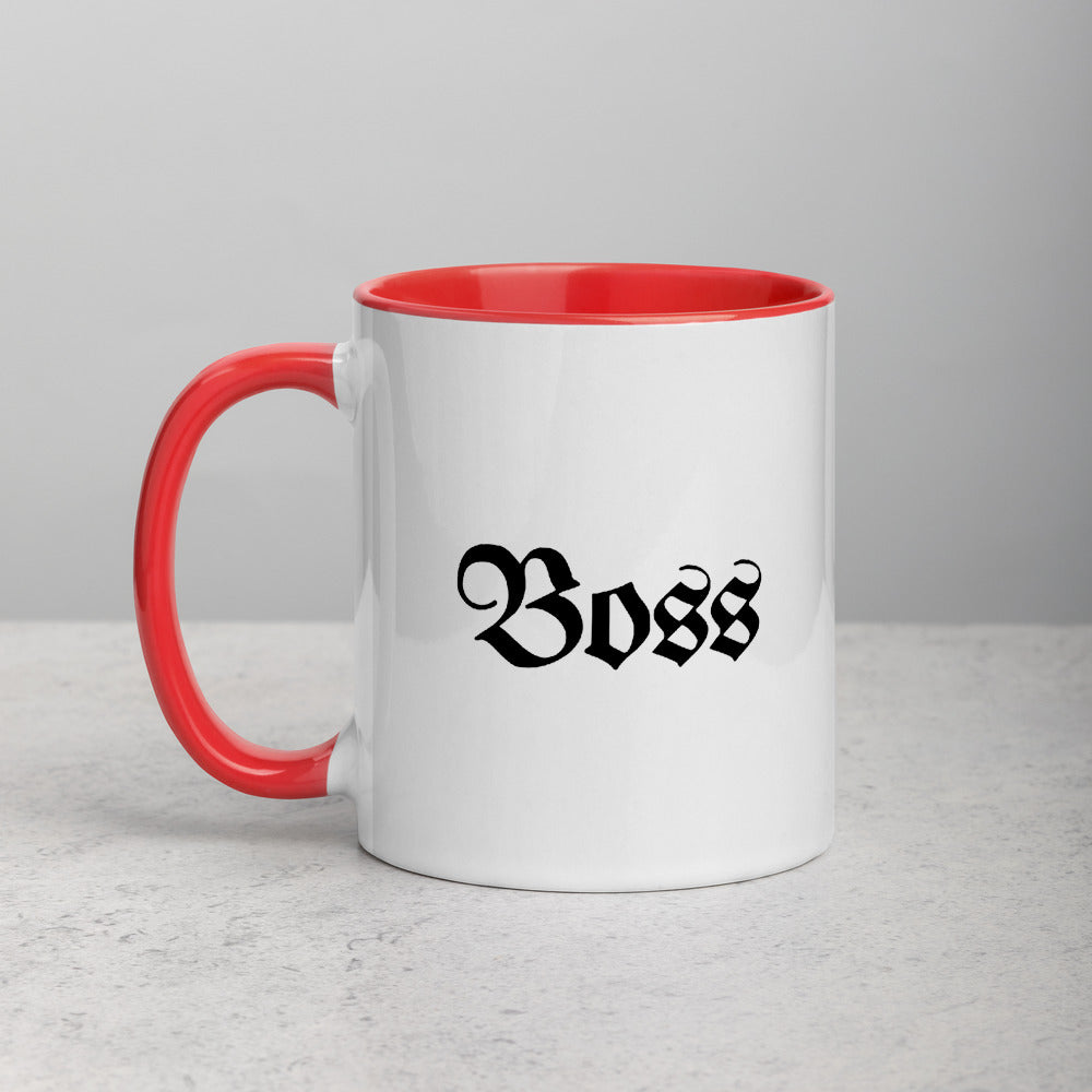 Boss Coffee White Ceramic Mug with Color Inside