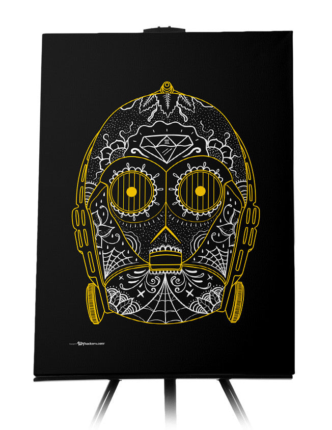Canvas - C-3PO Sugar Skull 24x36 - 1