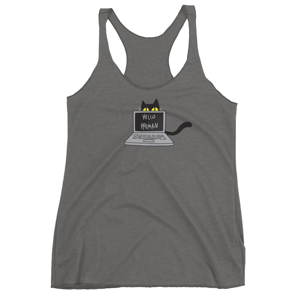 Cats Work on Computers Women's Racer-back Tank-top