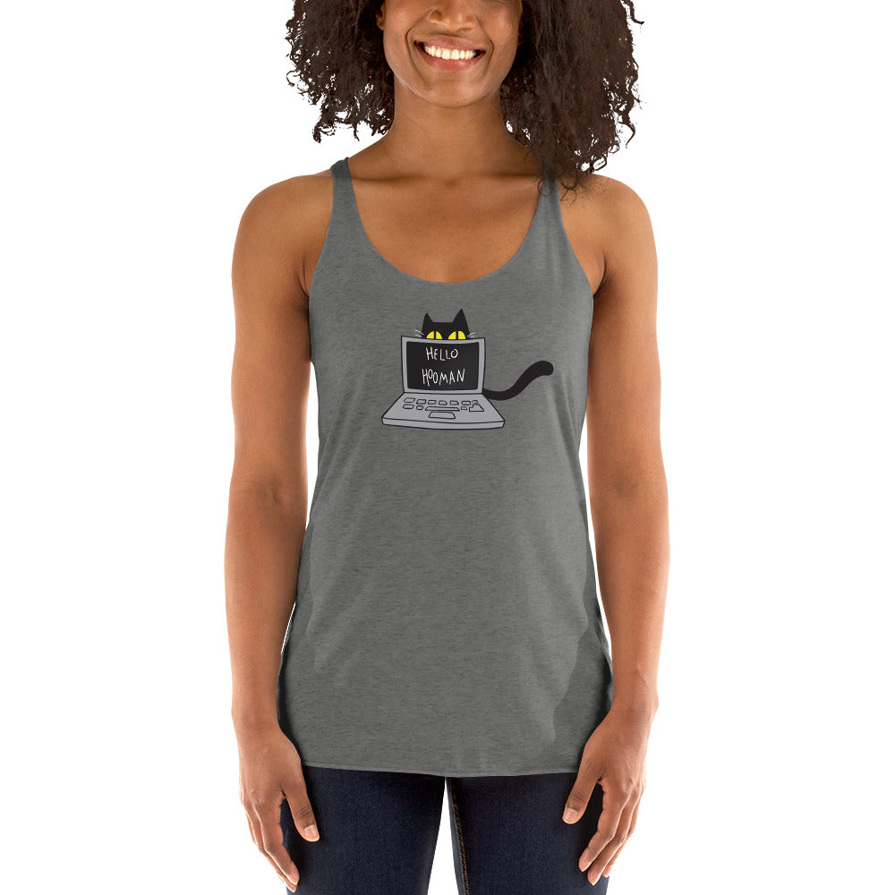 Cats Work on Computers Women's Racer-back Tank-top