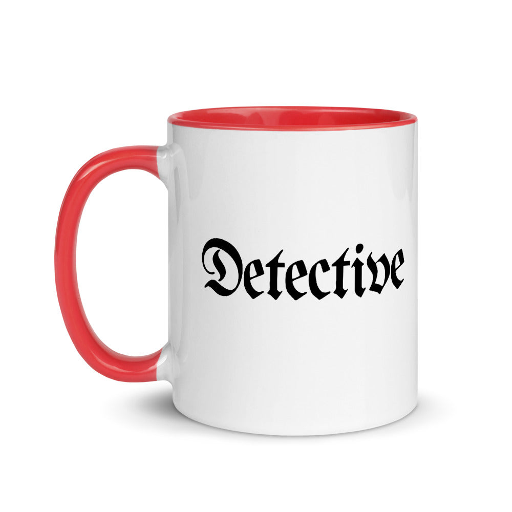 Detective Coffee White Ceramic Mug with Color Inside