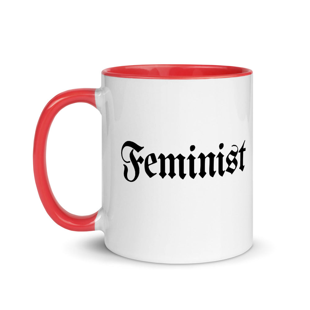 Feminist White Ceramic Mug with Color Inside