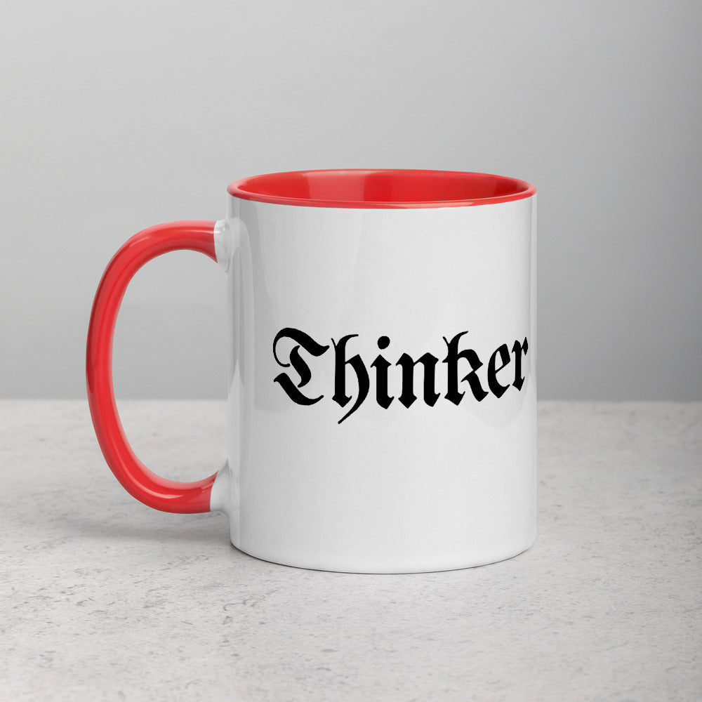 Thinker Coffee White Ceramic Mug with Color Inside