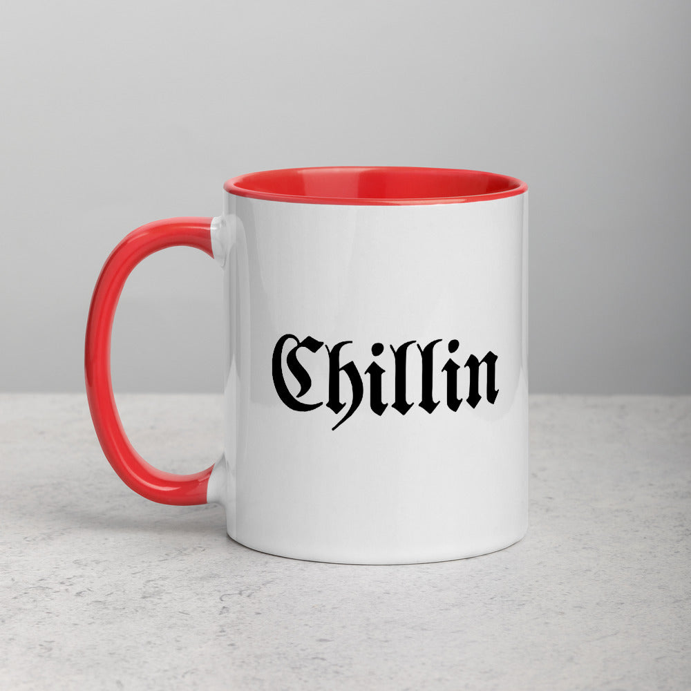 Chillin' Coffee White Ceramic Mug with Color Inside