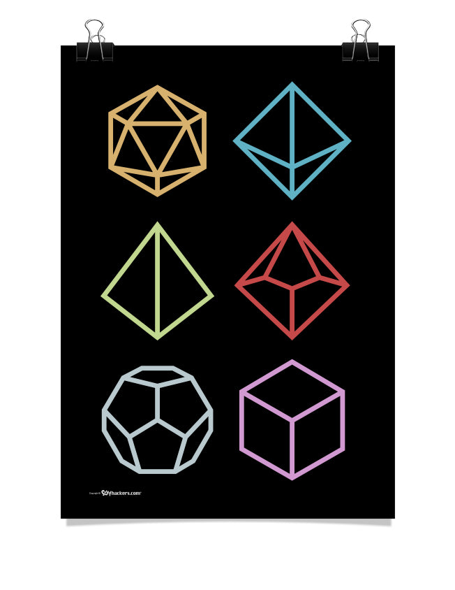 Multi-Sided RPG Gamer Dice Icons Poster