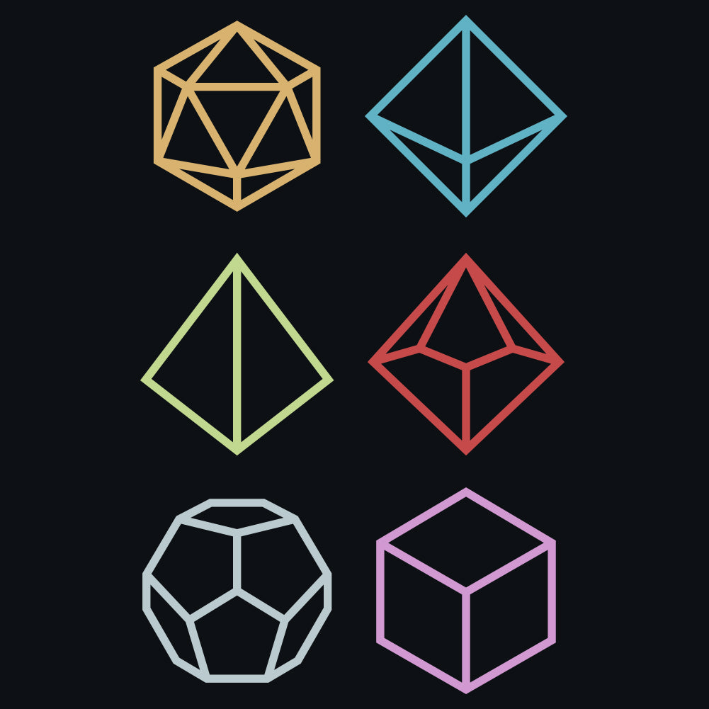 Multi-Sided Gamer Dice Icons Unisex T-Shirt by Sexy Hackers