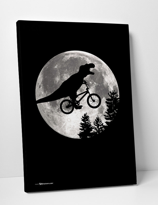 Dinosaur ET Moon Bike Canvas