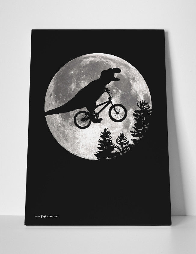 Dinosaur ET Moon Bike Canvas