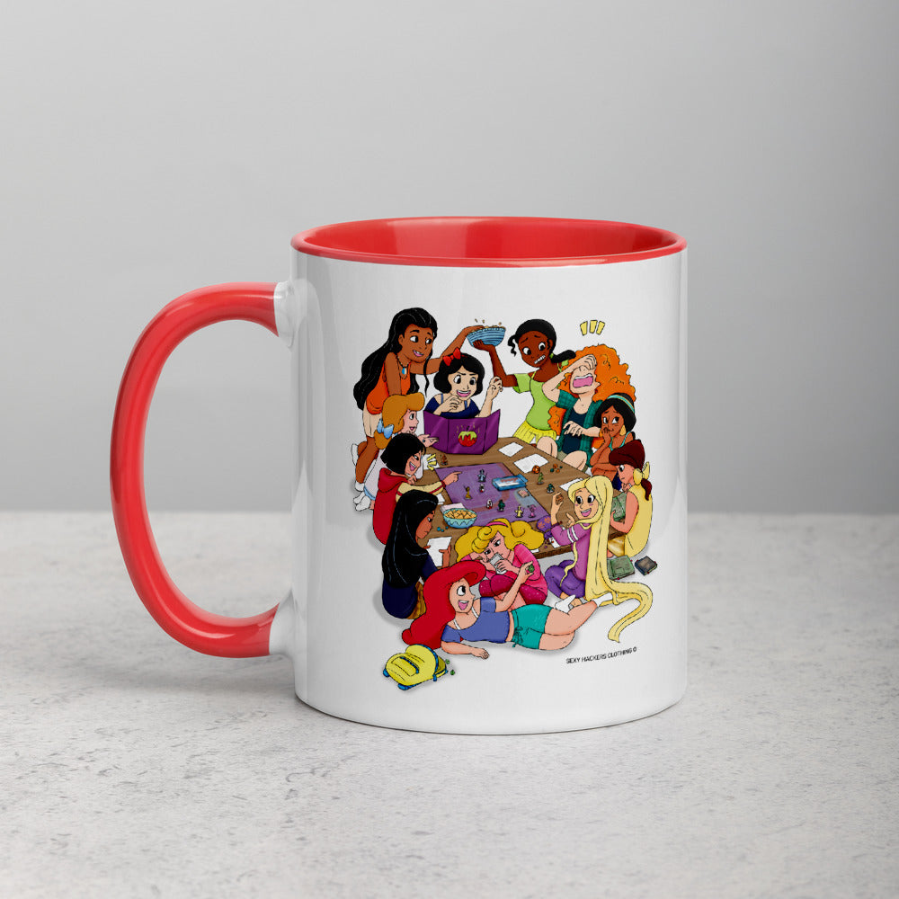 Disney Princesses and DND White Ceramic Mug with Color Inside
