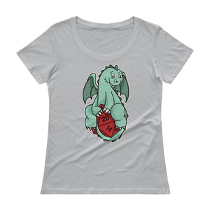 Cute Baby Dragon 20-Sided Die Women's Sheer Scoopneck Tee