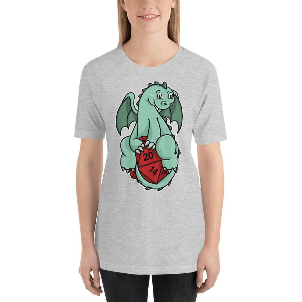 Cute Baby Dragon Holding 20-Sided Die T-Shirt