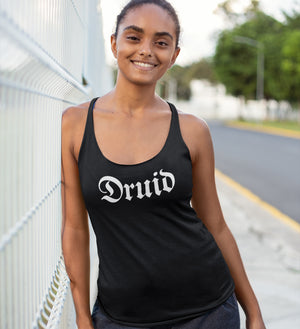 Druid RPG Fantasy Class Large Title Women's Racerback Tank