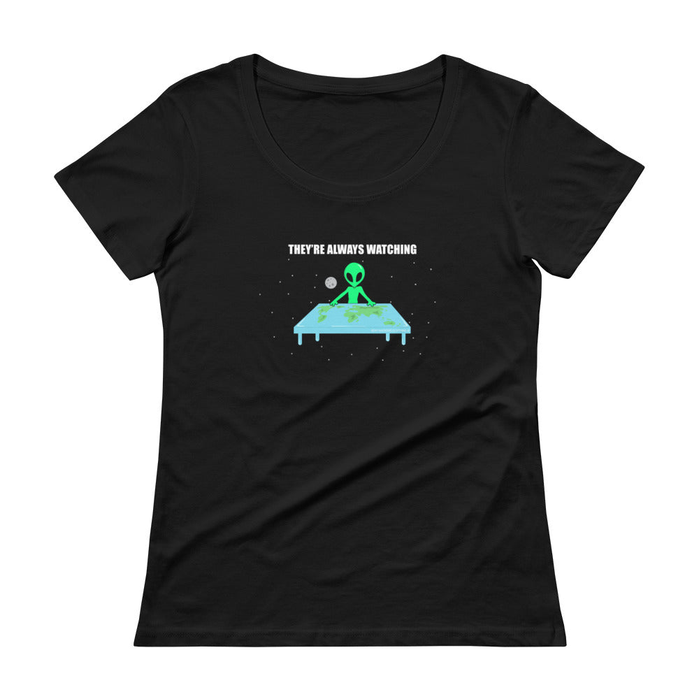 Flat Earth Alien Women's Scoopneck T-shirt