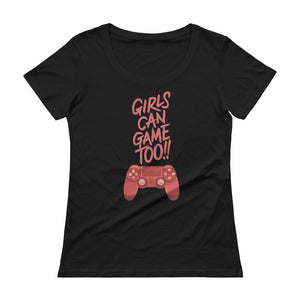 Girls Can Game Too Women's Sheer Scoop-Neck T-Shirt