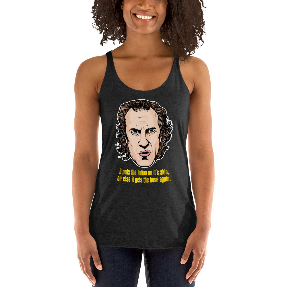 It Puts The Lotion On The Skin Women's Racerback Tank