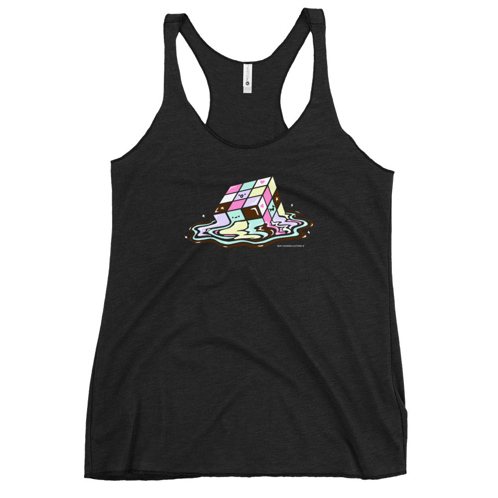 Kawaii Melting Rubix Cube Women's Racer-back Tank-top