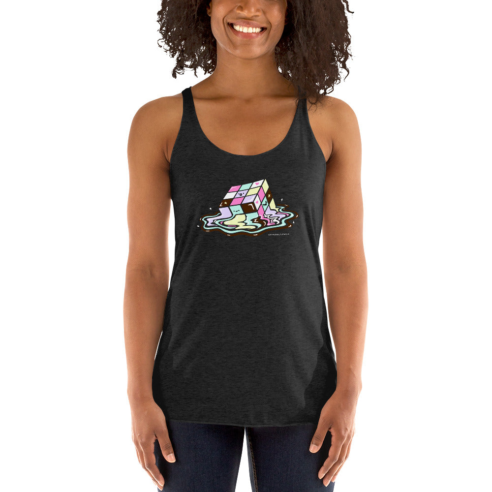 Kawaii Melting Rubix Cube Women's Racer-back Tank-top