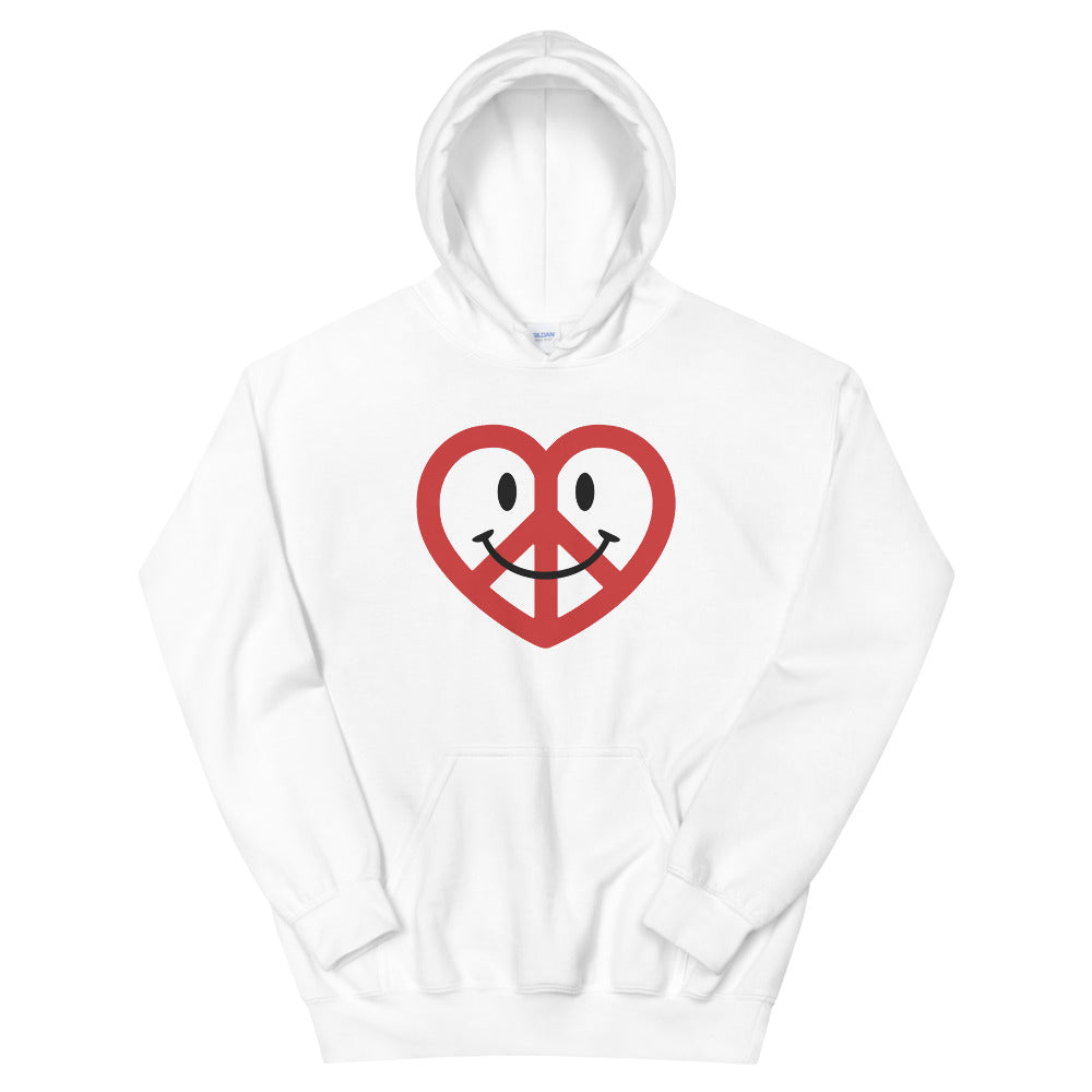 White Love Peace and Happiness Unisex Hoodies