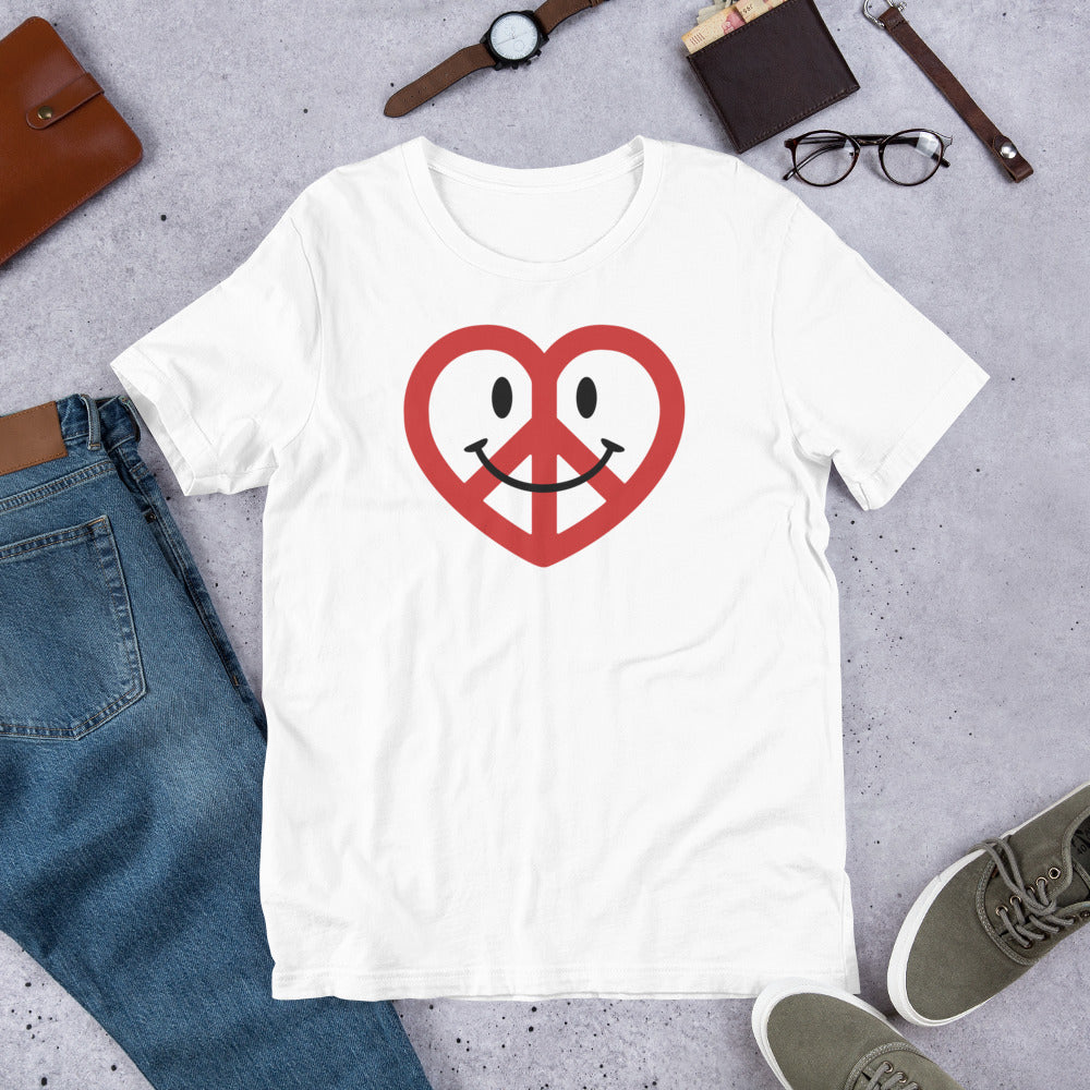 White Love Peace and Happiness Unisex T-shirt