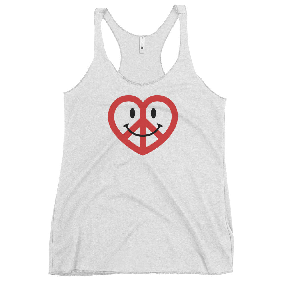 White Love Peace and Happiness Women's Racer-back Tank-top