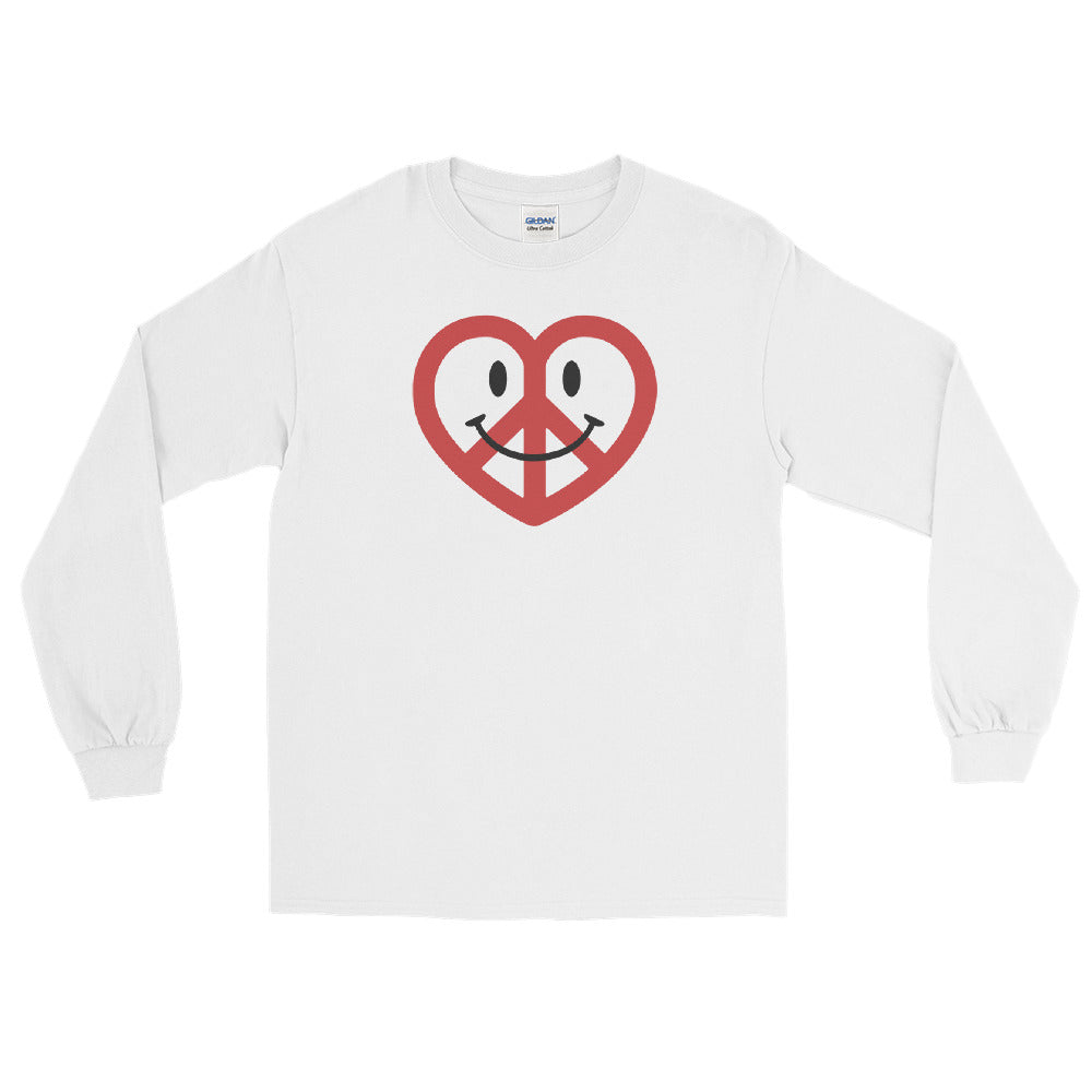 White Love Peace and Happiness Men's Long Sleeve
