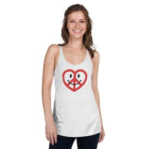 White Love Peace and Happiness Women's Racer-back Tank-top