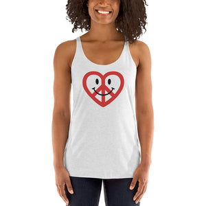 White Love Peace and Happiness Women's Racer-back Tank-top