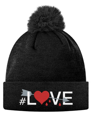 Pom Pom Knit Cap - #Love 