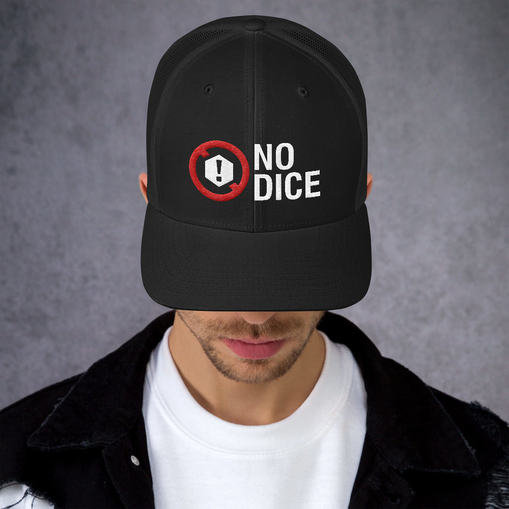 No Dice Logo Embroidered Retro Mesh-Back Trucker Hat