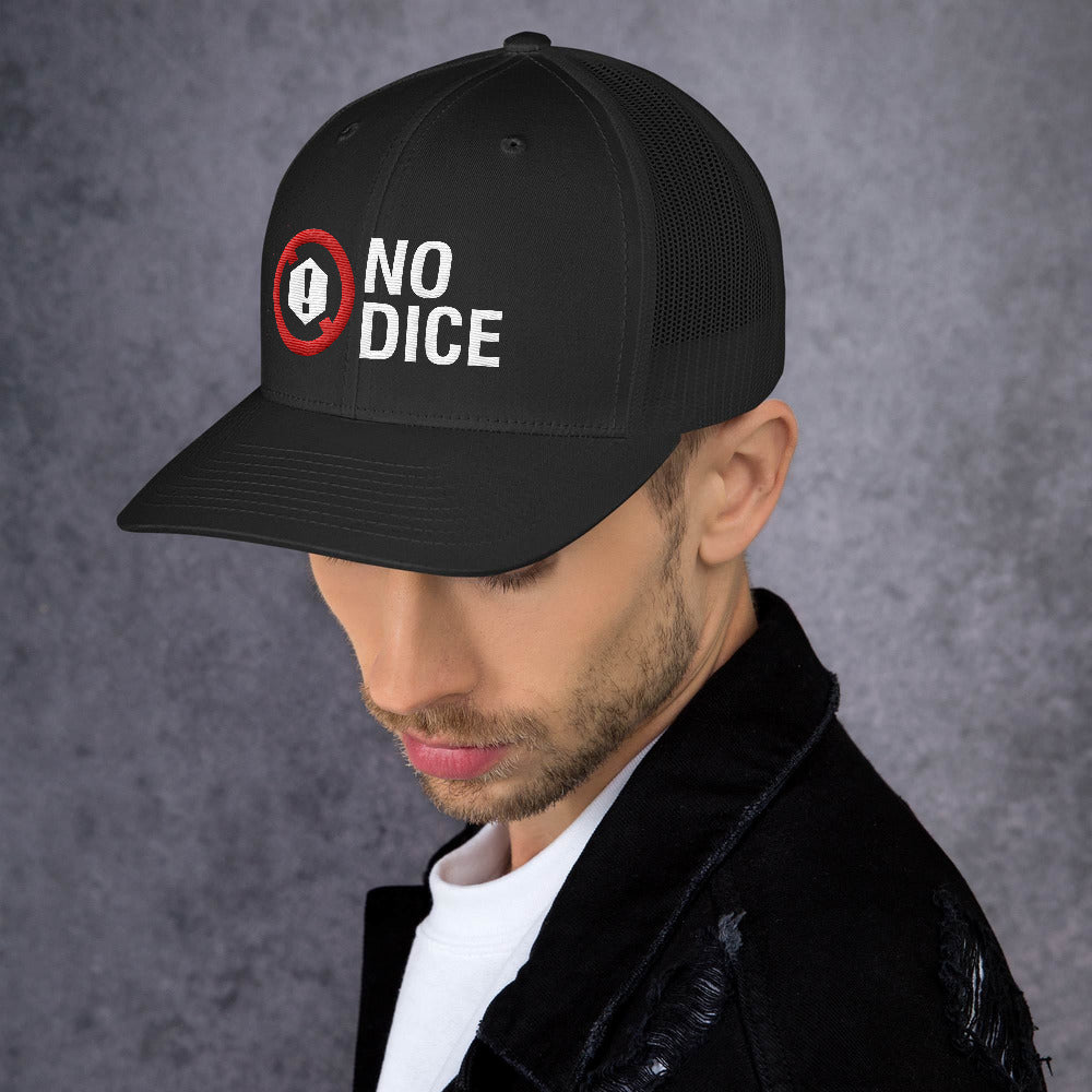 No Dice Logo Embroidered Retro Mesh-Back Trucker Hat