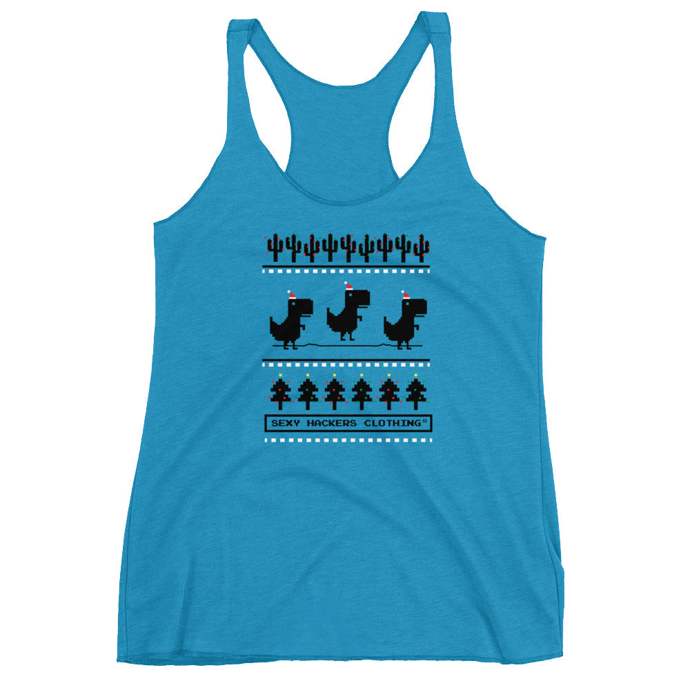 No Internet Dino Ugly Women's Racer-back Tank-top