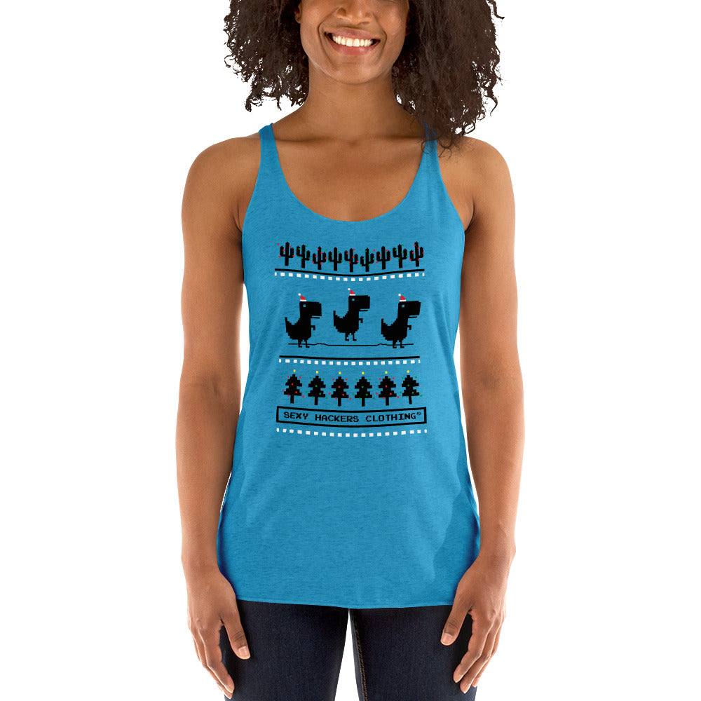 No Internet Dino Ugly Women's Racer-back Tank-top
