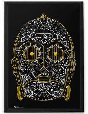 Poster - C-3PO Sugar Skull 24x36 / Framed - 2
