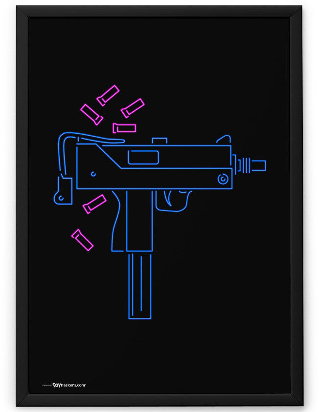 Poster - Neon UZI 24x36 / Framed - 2