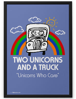 Poster - Two Unicorns and A Truck 24x36 / Framed - 2