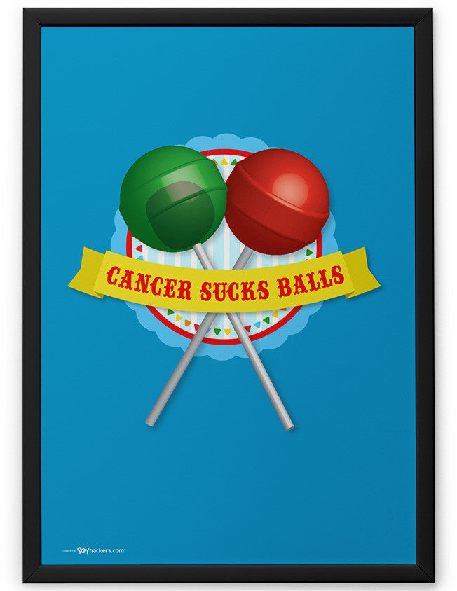 Poster - Cancer Sucks Balls 24x36 / Framed - 2