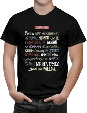 Shirt - Company rules: Decide, take responsibility, be humble, never give up, show initiative, laugh, don't complain, find a solution...  - 3