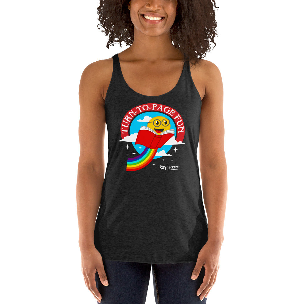 Turn-To-Page Fun Women's Racer-back Tank-top